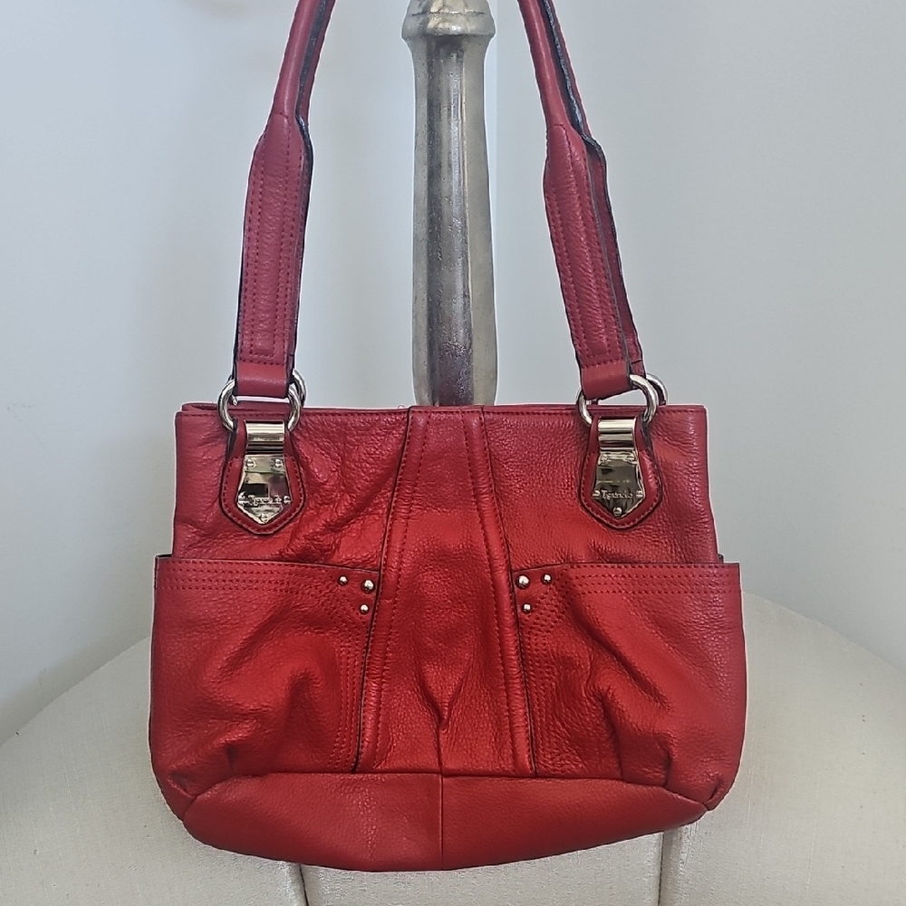 Tignanello Red Leather Shoulder Bag